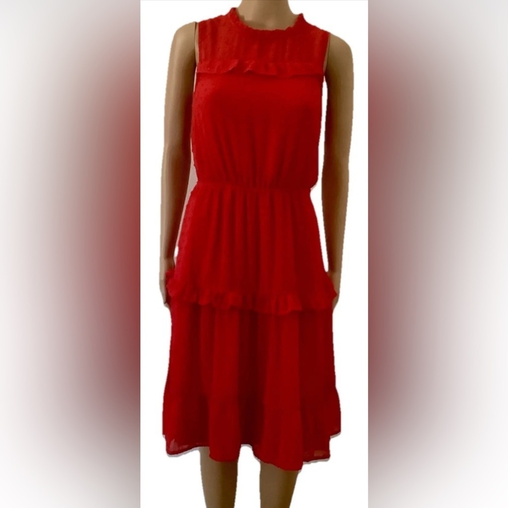 Monteau Red Ruffled Tiered Sundress - Picture 1 of 9